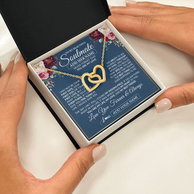 Interlocking Hearts Necklace 18K Yellow Gold Finish | 2 | Personalized To My Beautiful Soulmate Gift Necklace You Are My Love Gifts For Wife From Husband Wife Birthday Valentines Day Custom Gift Box Message Card | siriusteestore.myshopify
