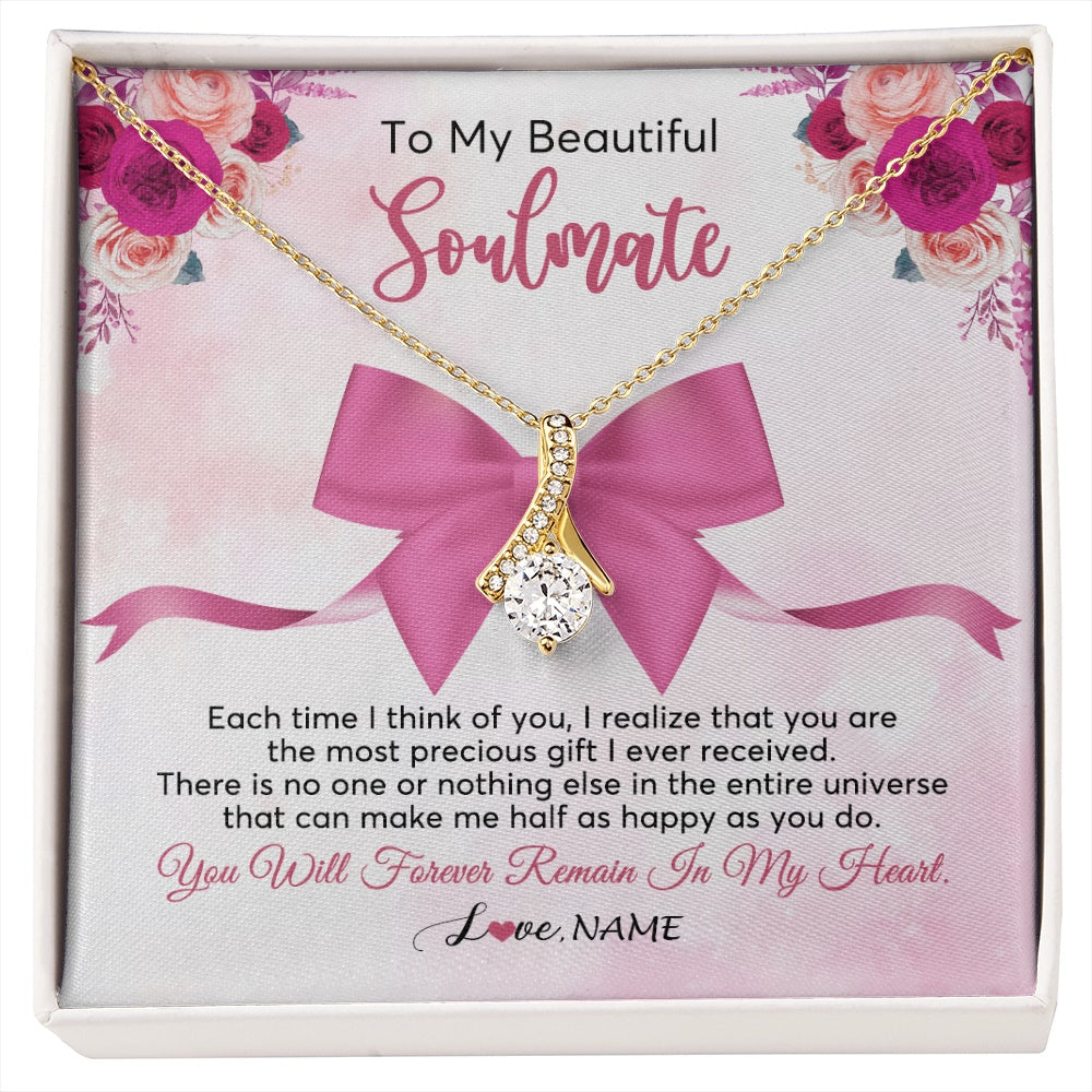 Alluring Beauty Necklace 18K Yellow Gold Finish | 1 | Personalized To My Beautiful Soulmate Necklace From Husband Forever In My Heart Wife Birthday Anniversary Wedding Valentines Customized Gift Box Message Card | siriusteestore.myshopify