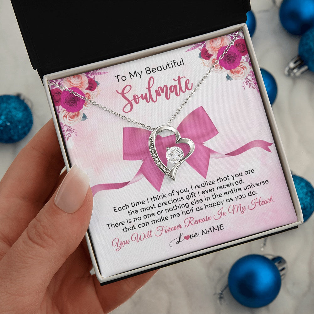 Forever Love Necklace 14K White Gold Finish | 2 | Personalized To My Beautiful Soulmate Necklace From Husband Forever In My Heart Wife Birthday Anniversary Wedding Valentines Customized Gift Box Message Card | siriusteestore.myshopify