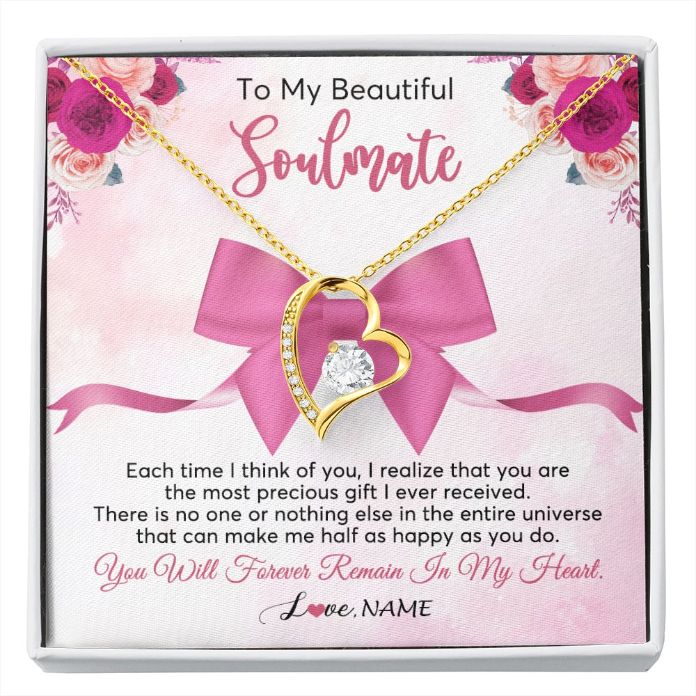 Forever Love Necklace 18K Yellow Gold Finish | 1 | Personalized To My Beautiful Soulmate Necklace From Husband Forever In My Heart Wife Birthday Anniversary Wedding Valentines Customized Gift Box Message Card | siriusteestore.myshopify