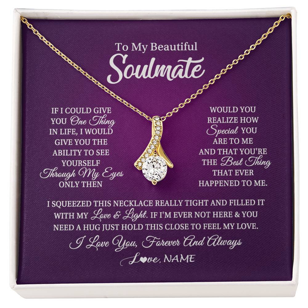 Alluring Beauty Necklace 18K Yellow Gold Finish | 1 | Personalized To My Beautiful Soulmate Necklace From Husband I Love You Future Wife Birthday Valentines Day Christmas Customized Gift Box Message Card | siriusteestore