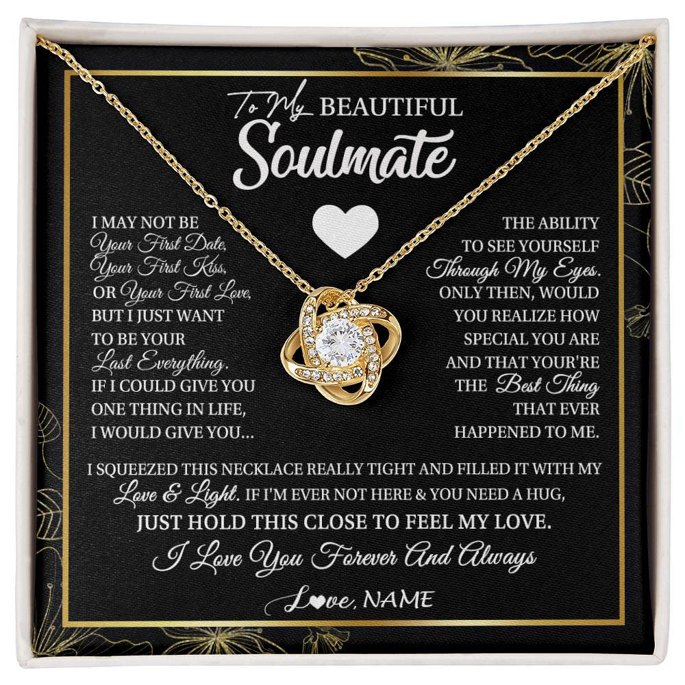 Love Knot Necklace 18K Yellow Gold Finish | 1 | Personalized To My Beautiful Soulmate Necklace From Husband I May Not Be Your First Day Wife Valentines Day Birthday Christmas Customized Gift Box Message Card | siriusteestore
