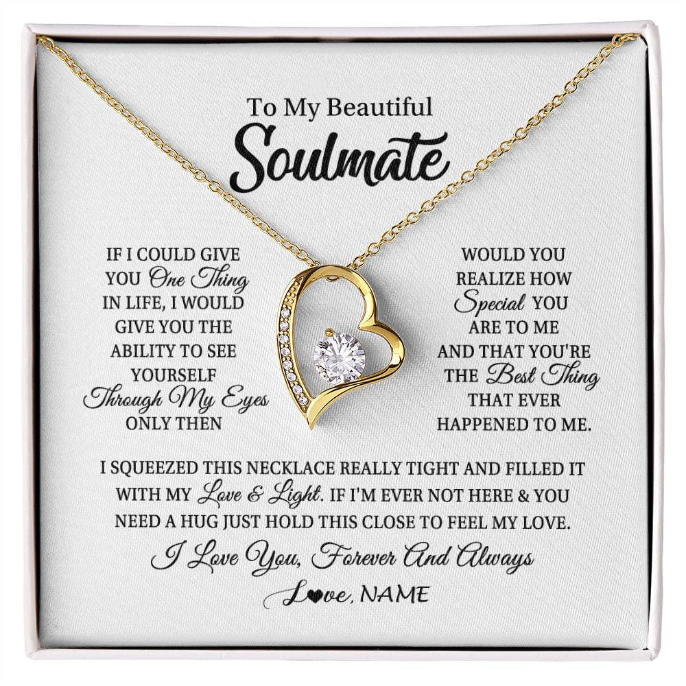Forever Love Necklace 18K Yellow Gold Finish | 1 | Personalized To My Beautiful Soulmate Necklace From Husband If I Could Give You Future Wife Birthday Anniversary Christmas Customized Gift Box Message Card | siriusteestore