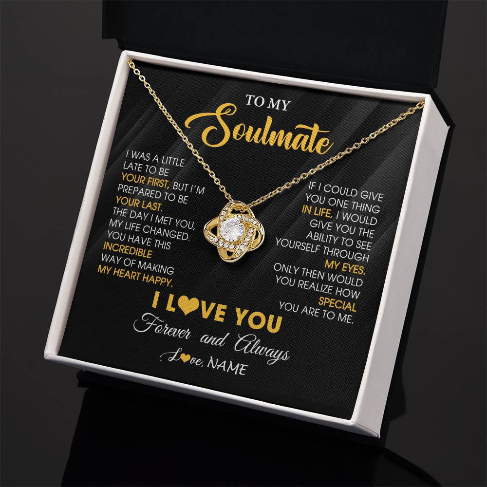 Love Knot Necklace 18K Yellow Gold Finish | 2 | Personalized To My Beautiful Soulmate Necklace From Husband Jewelry Forever Love Girlfriend Wife Birthday Gifts Anniversary Valentines Day Message Card | siriusteestore