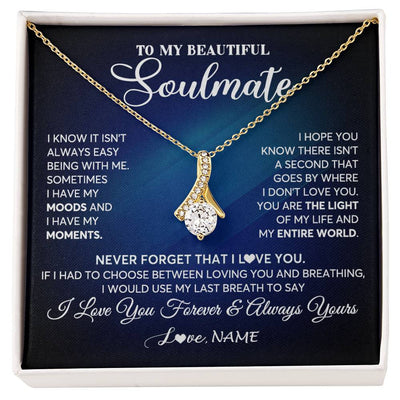 Alluring Beauty Necklace 18K Yellow Gold Finish | 1 | Personalized To My Beautiful Soulmate Necklace From Husband You Are The Light Of My Life Wife Birthday Anniversary Christmas Customized Gift Box Message Card | siriusteestore