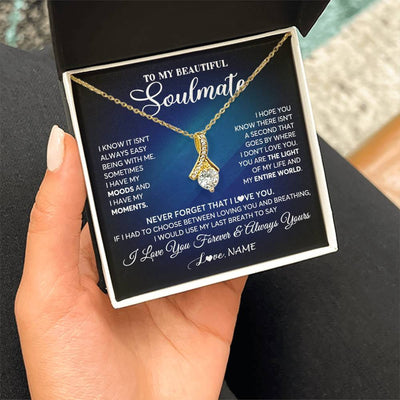 Alluring Beauty Necklace 18K Yellow Gold Finish | 2 | Personalized To My Beautiful Soulmate Necklace From Husband You Are The Light Of My Life Wife Birthday Anniversary Christmas Customized Gift Box Message Card | siriusteestore