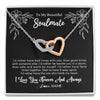 Interlocking Hearts Necklace Stainless Steel & Rose Gold Finish | 1 | Personalized To My Beautiful Soulmate Necklace Gifts From Husband I'd Rather Soulmate Birthday Anniversary Valentines Day Customized Gift Box Message Card | siriusteestore