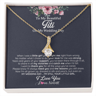 Alluring Beauty Necklace 18K Yellow Gold Finish | 1 | Personalized To My Beautiful Titi On My Wedding Day Necklace From Niece Little Girl Titi Of Bride Wedding Day Jewelry Customized Gift Box Message Card | siriusteestore