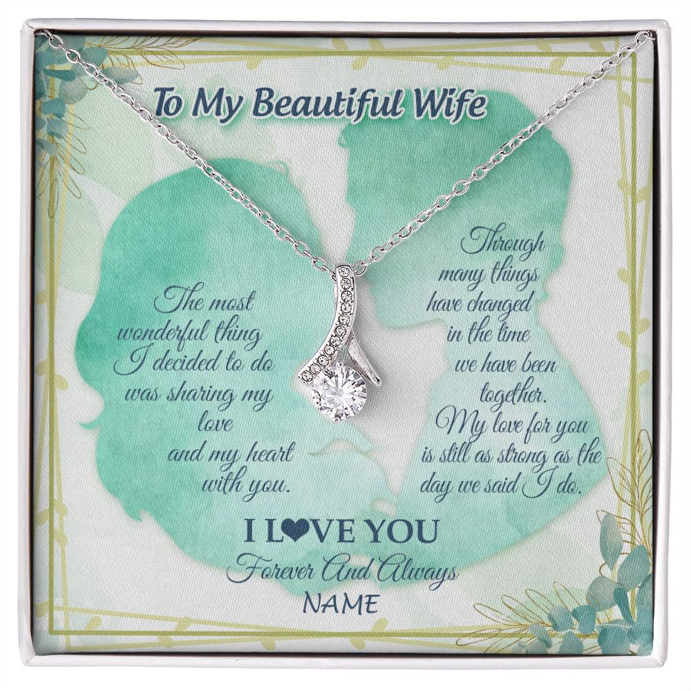 Alluring Beauty Necklace | Personalized To My Beautiful Wife From Husband My Heart With You Wife Valentines Wedding Day Birthday Christmas Jewelry Customized Gift Box Message Card | siriusteestore