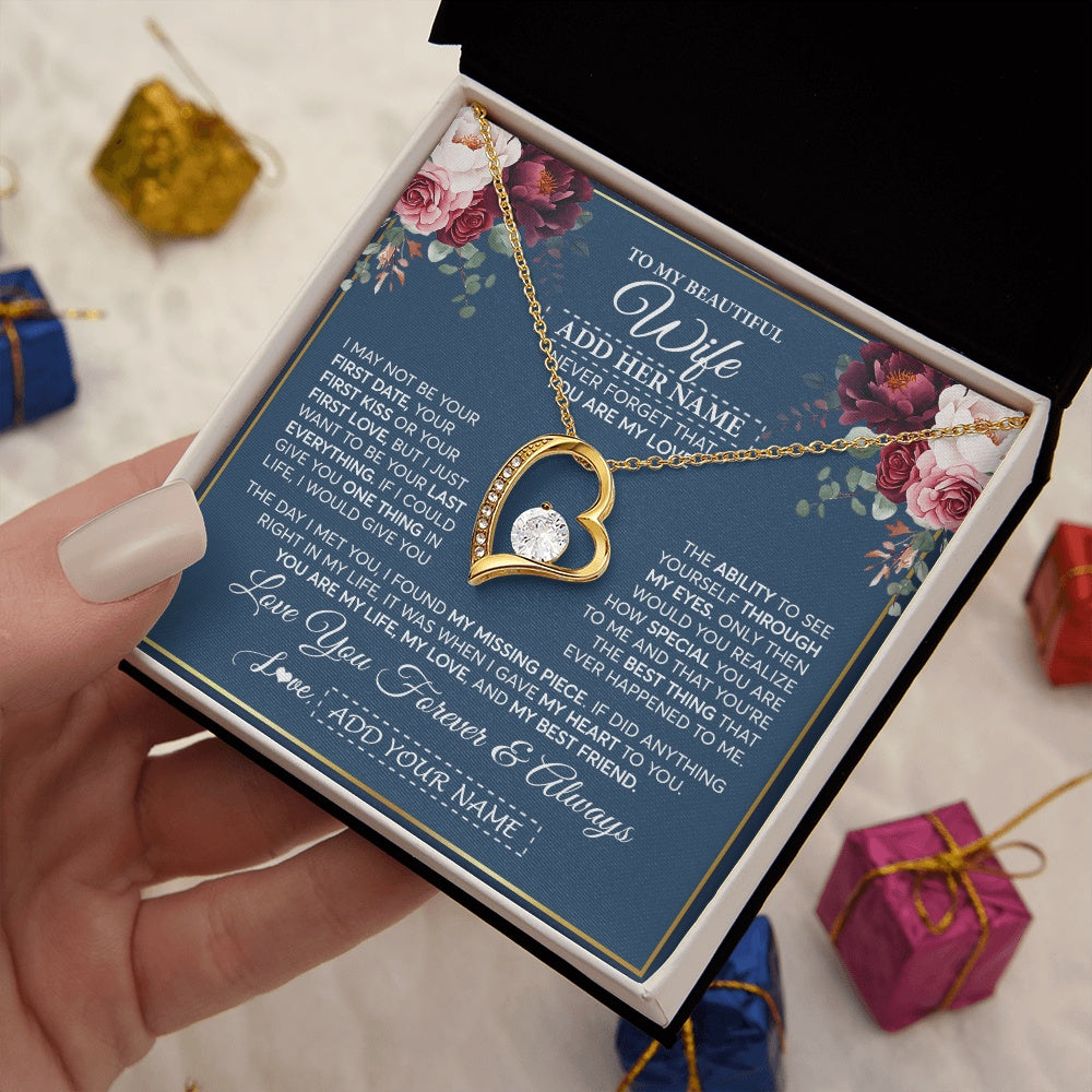 Forever Love Necklace 18K Yellow Gold Finish | 2 | Personalized To My Beautiful Wife Gift Necklace You Are My Love Gifts For Wife From Husband For Her Birthday Valentines Day Custom Gift Box Message Card | siriusteestore.myshopify