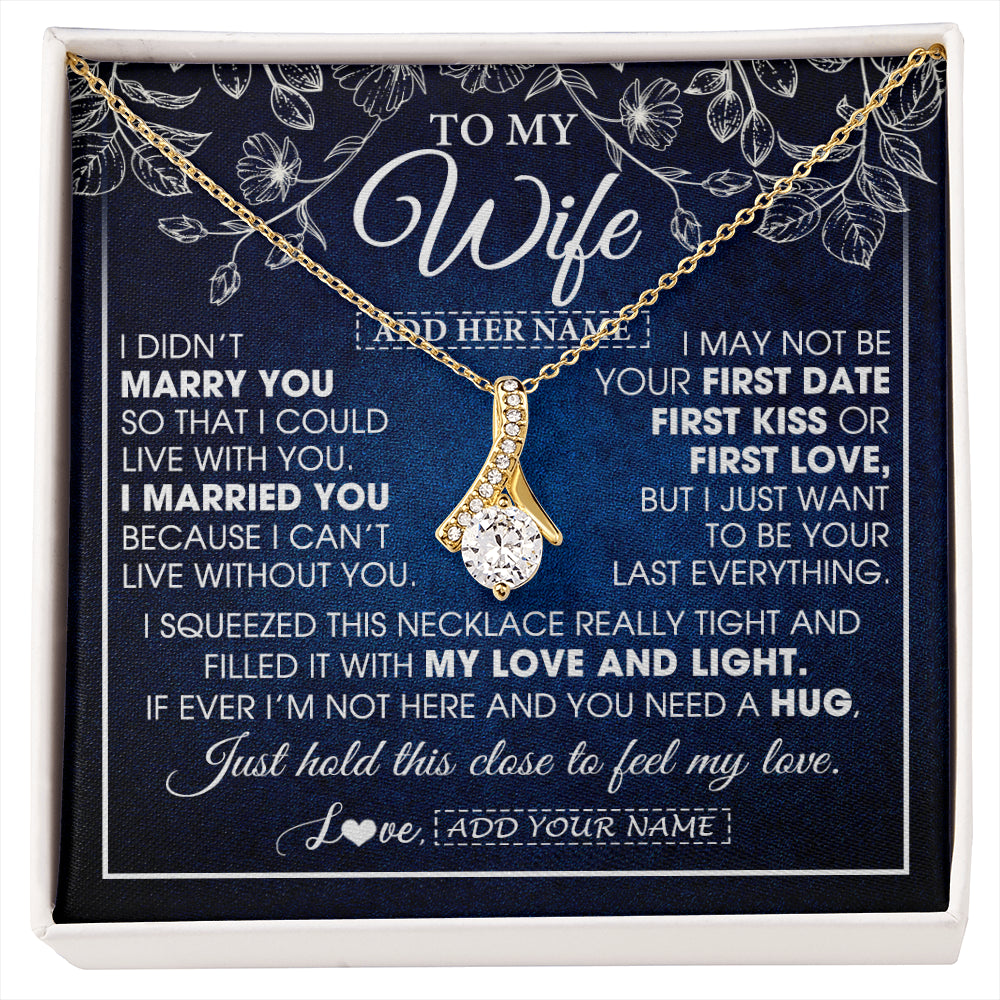 Alluring Beauty Necklace 18K Yellow Gold Finish | 1 | Personalized To My Beautiful Wife Gifts From Husband Necklace Jewelry For Her Wife Wedding Anniversary Birthday Christmas Customized Gift Box Message Card | siriusteestore