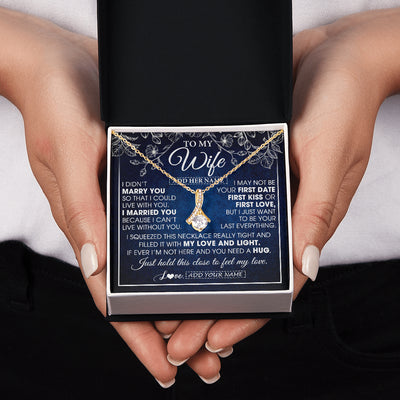 Alluring Beauty Necklace 18K Yellow Gold Finish | 2 | Personalized To My Beautiful Wife Gifts From Husband Necklace Jewelry For Her Wife Wedding Anniversary Birthday Christmas Customized Gift Box Message Card | siriusteestore
