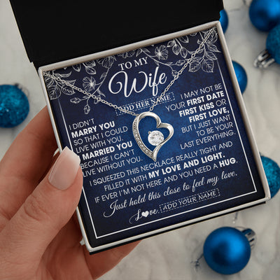 Forever Love Necklace 14K White Gold Finish | 2 | Personalized To My Beautiful Wife Gifts From Husband Necklace Jewelry For Her Wife Wedding Anniversary Birthday Christmas Customized Gift Box Message Card | siriusteestore