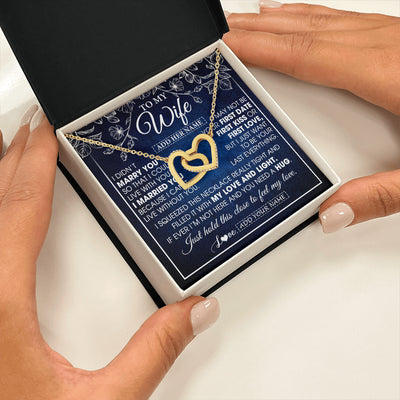 Interlocking Hearts Necklace 18K Yellow Gold Finish | 2 | Personalized To My Beautiful Wife Gifts From Husband Necklace Jewelry For Her Wife Wedding Anniversary Birthday Christmas Customized Gift Box Message Card | siriusteestore