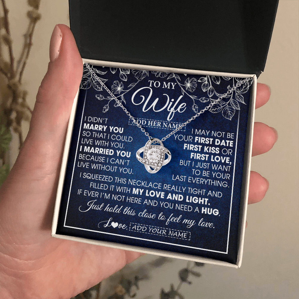 Love Knot Necklace 14K White Gold Finish | 2 | Personalized To My Beautiful Wife Gifts From Husband Necklace Jewelry For Her Wife Wedding Anniversary Birthday Christmas Customized Gift Box Message Card | siriusteestore