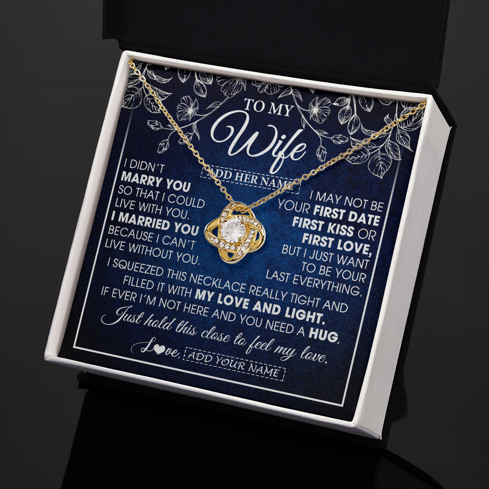 Love Knot Necklace 18K Yellow Gold Finish | 2 | Personalized To My Beautiful Wife Gifts From Husband Necklace Jewelry For Her Wife Wedding Anniversary Birthday Christmas Customized Gift Box Message Card | siriusteestore