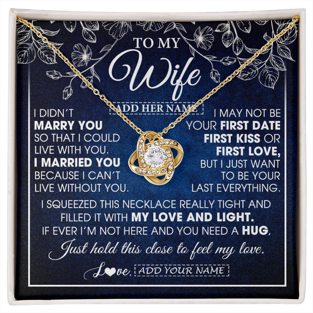 Love Knot Necklace 18K Yellow Gold Finish | 1 | Personalized To My Beautiful Wife Gifts From Husband Necklace Jewelry For Her Wife Wedding Anniversary Birthday Christmas Customized Gift Box Message Card | siriusteestore
