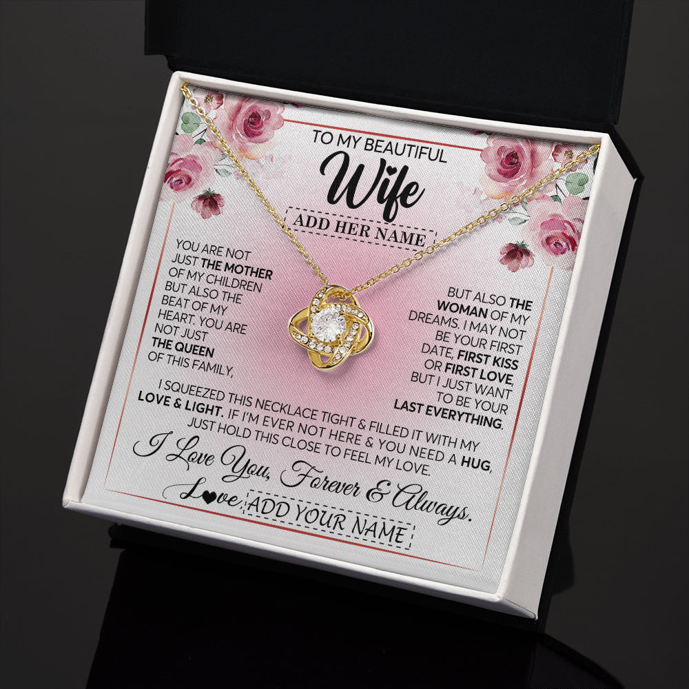 Love Knot Necklace 18K Yellow Gold Finish | 2 | Personalized To My Beautiful Wife Gifts From Husband Necklace Mother Of My Children Soulmate For Her Wife Mothers Day Birthday Christmas Gift Box Message Card | siriusteestore