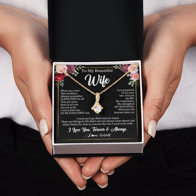 Alluring Beauty Necklace 18K Yellow Gold Finish | 2 | Personalized To My Beautiful Wife Gifts Necklace From Husband When You Wear This Necklace Wife Birthday Christmas Anniversary Day Gift Box Message Card | siriusteestore