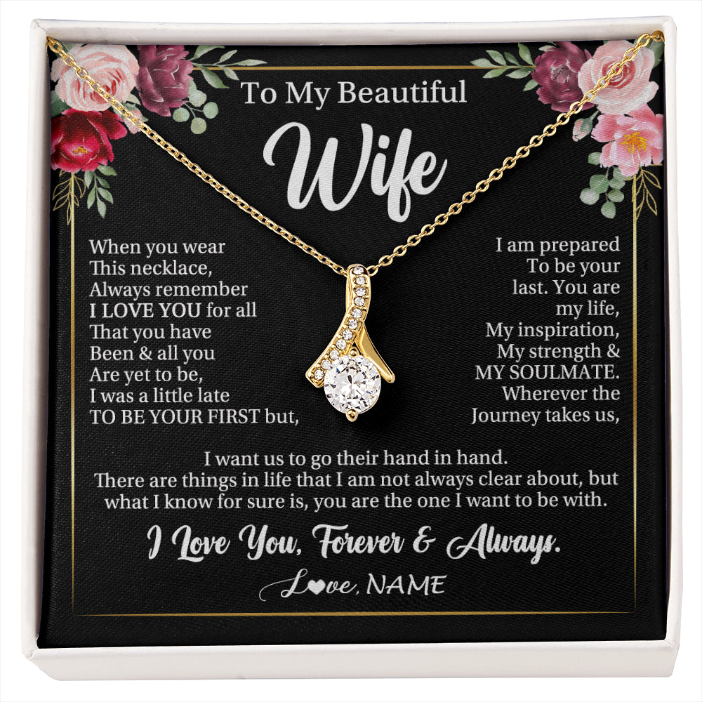 Alluring Beauty Necklace 18K Yellow Gold Finish | 1 | Personalized To My Beautiful Wife Gifts Necklace From Husband When You Wear This Necklace Wife Birthday Christmas Anniversary Day Gift Box Message Card | siriusteestore