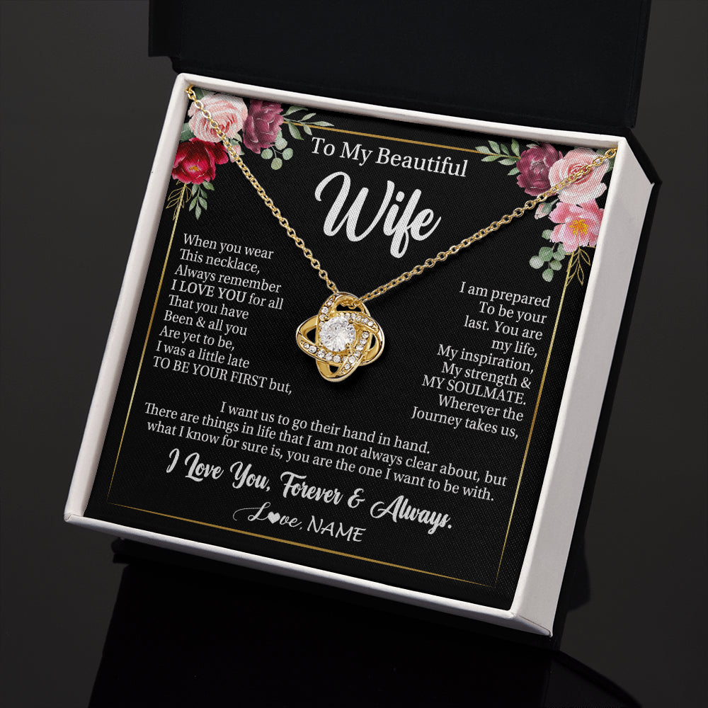 Love Knot Necklace 18K Yellow Gold Finish | 2 | Personalized To My Beautiful Wife Gifts Necklace From Husband When You Wear This Necklace Wife Birthday Christmas Anniversary Day Gift Box Message Card | siriusteestore