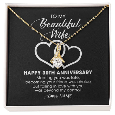 Alluring Beauty Necklace 18K Yellow Gold Finish | Personalized To My Beautiful Wife Necklace From Husband 30 Years Wedding Anniversary For Her Married 30th Anniversary For Her Customized Gift Box Message | siriusteestore