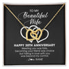 Interlocking Hearts Necklace 18K Yellow Gold Finish | Personalized To My Beautiful Wife Necklace From Husband 30 Years Wedding Anniversary For Her Married 30th Anniversary For Her Customized Gift Box Message | siriusteestore