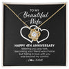 Love Knot Necklace 18K Yellow Gold Finish | Personalized To My Beautiful Wife Necklace From Husband 4 Years Wedding Anniversary For Her Married 4th Anniversary For Her Customized Gift Box Message | siriusteestore