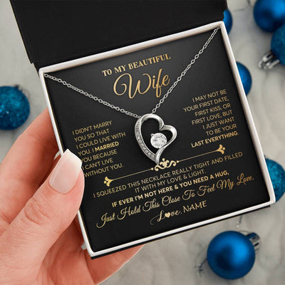 Forever Love Necklace | Personalized To My Beautiful Wife Necklace From Husband Feel My Love Soulmate Wedding Anniversary Valentines Day Birthday Customized Gift Box Message Card | siriusteestore