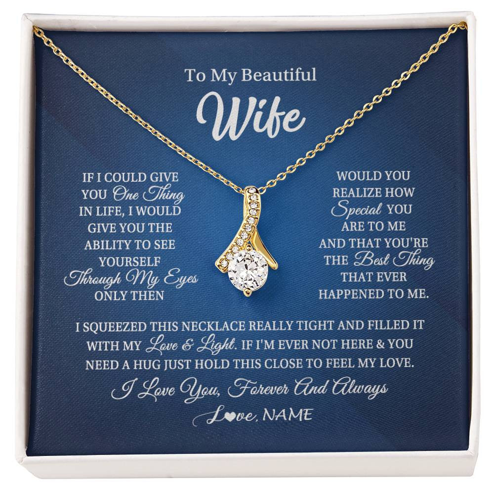 Alluring Beauty Necklace 18K Yellow Gold Finish | 1 | Personalized To My Beautiful Wife Necklace From Husband Hold This Close My Love Wife Birthday Anniversary Valentine Christmas Customized Gift Box Message Card | siriusteestore