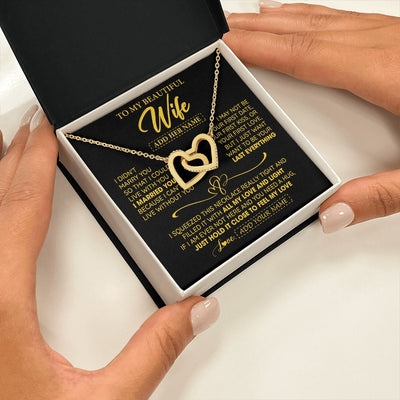 Interlocking Hearts Necklace 18K Yellow Gold Finish | 2 | Personalized To My Beautiful Wife Necklace From Husband I Can't Live Without You Romantic Valentines Gifts For Wife Birthday Christmas Gift Box Message Card | siriusteestore.myshopify