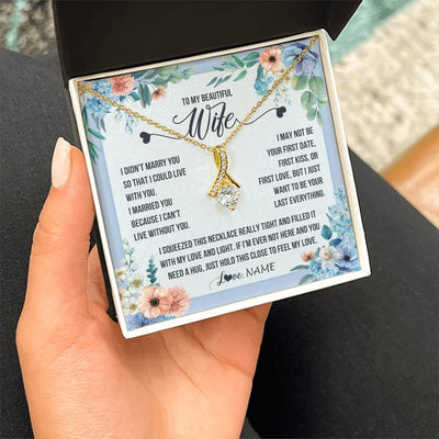 Alluring Beauty Necklace 18K Yellow Gold Finish | 2 | Personalized To My Beautiful Wife Necklace From Husband I Didn't Marry You Hot Wife Birthday Anniversary Wedding Day Christmas Customized Gift Box Message Card | siriusteestore