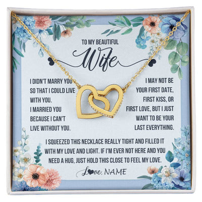 Interlocking Hearts Necklace 18K Yellow Gold Finish | 1 | Personalized To My Beautiful Wife Necklace From Husband I Didn't Marry You Hot Wife Birthday Anniversary Wedding Day Christmas Customized Gift Box Message Card | siriusteestore