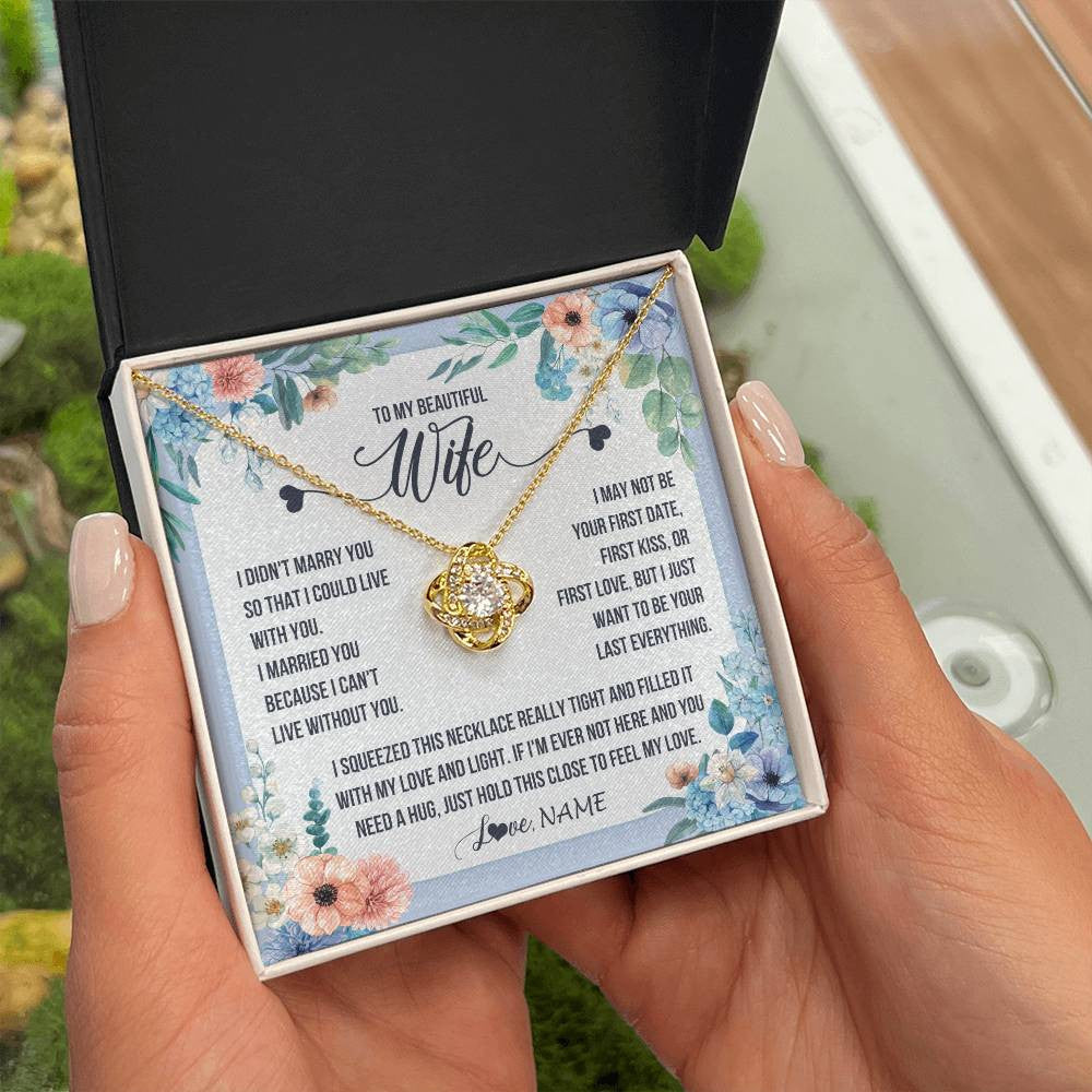 Love Knot Necklace 18K Yellow Gold Finish | 2 | Personalized To My Beautiful Wife Necklace From Husband I Didn't Marry You Hot Wife Birthday Anniversary Wedding Day Christmas Customized Gift Box Message Card | siriusteestore