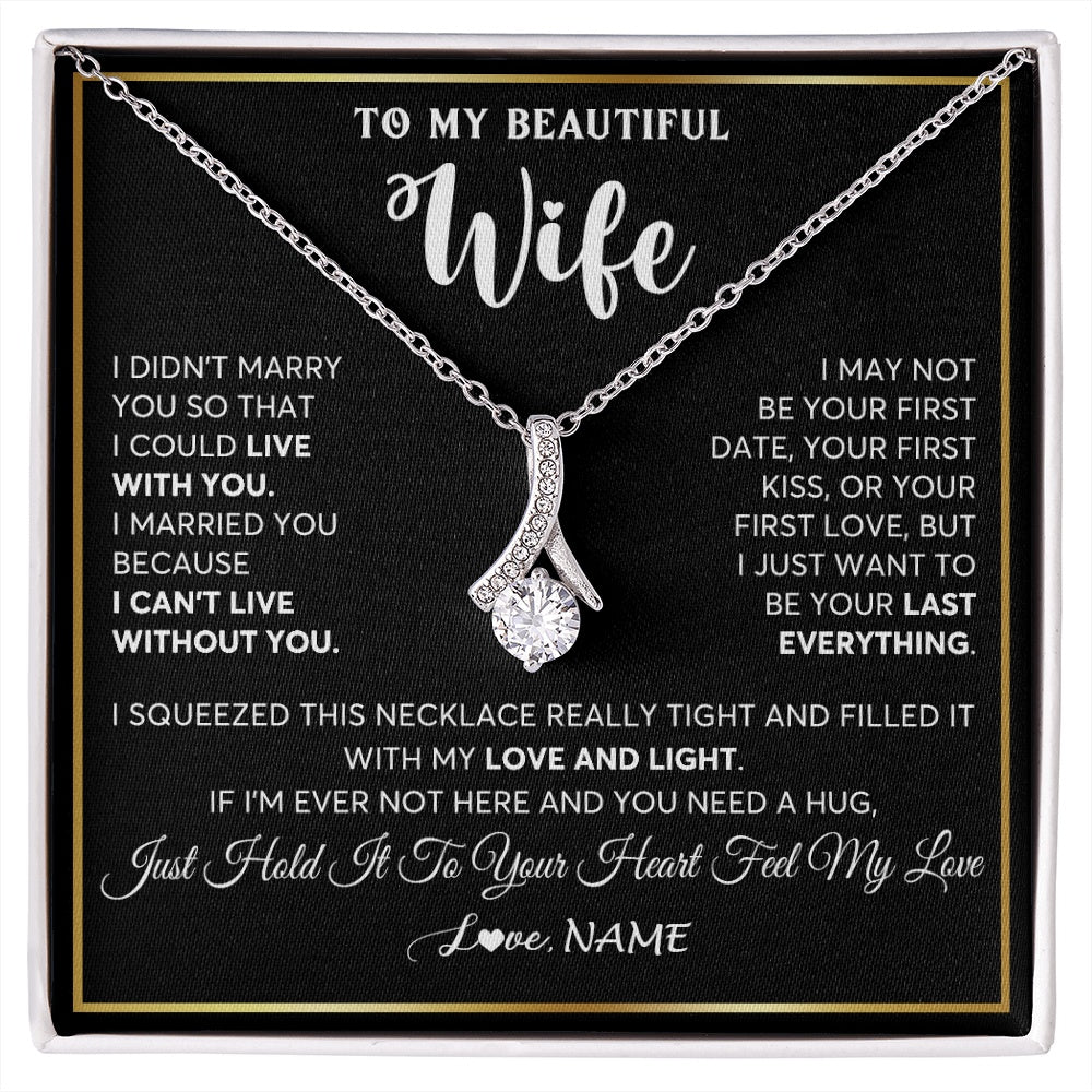 Alluring Beauty Necklace 14K White Gold Finish | 1 | Personalized To My Beautiful Wife Necklace From Husband I Love You Wife Birthday Gifts Anniversary Valentines Day Christmas Customized Gift Box Message Card | siriusteestore.myshopify