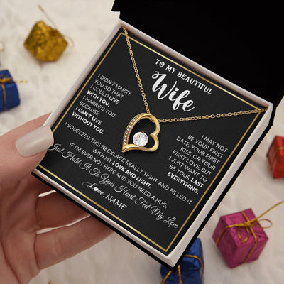 Forever Love Necklace 18K Yellow Gold Finish | 2 | Personalized To My Beautiful Wife Necklace From Husband I Love You Wife Birthday Gifts Anniversary Valentines Day Christmas Customized Gift Box Message Card | siriusteestore.myshopify