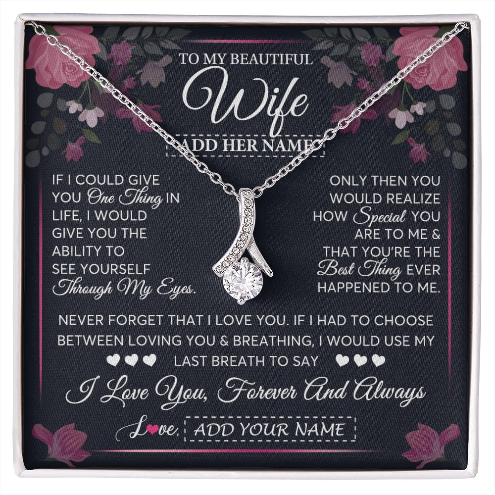 Alluring Beauty Necklace 14K White Gold Finish | 1 | Personalized To My Beautiful Wife Necklace From Husband I Love You Wife Gifts Romantic Valentines Birthday For Her Christmas Custom Gift Box Message Card | siriusteestore.myshopify