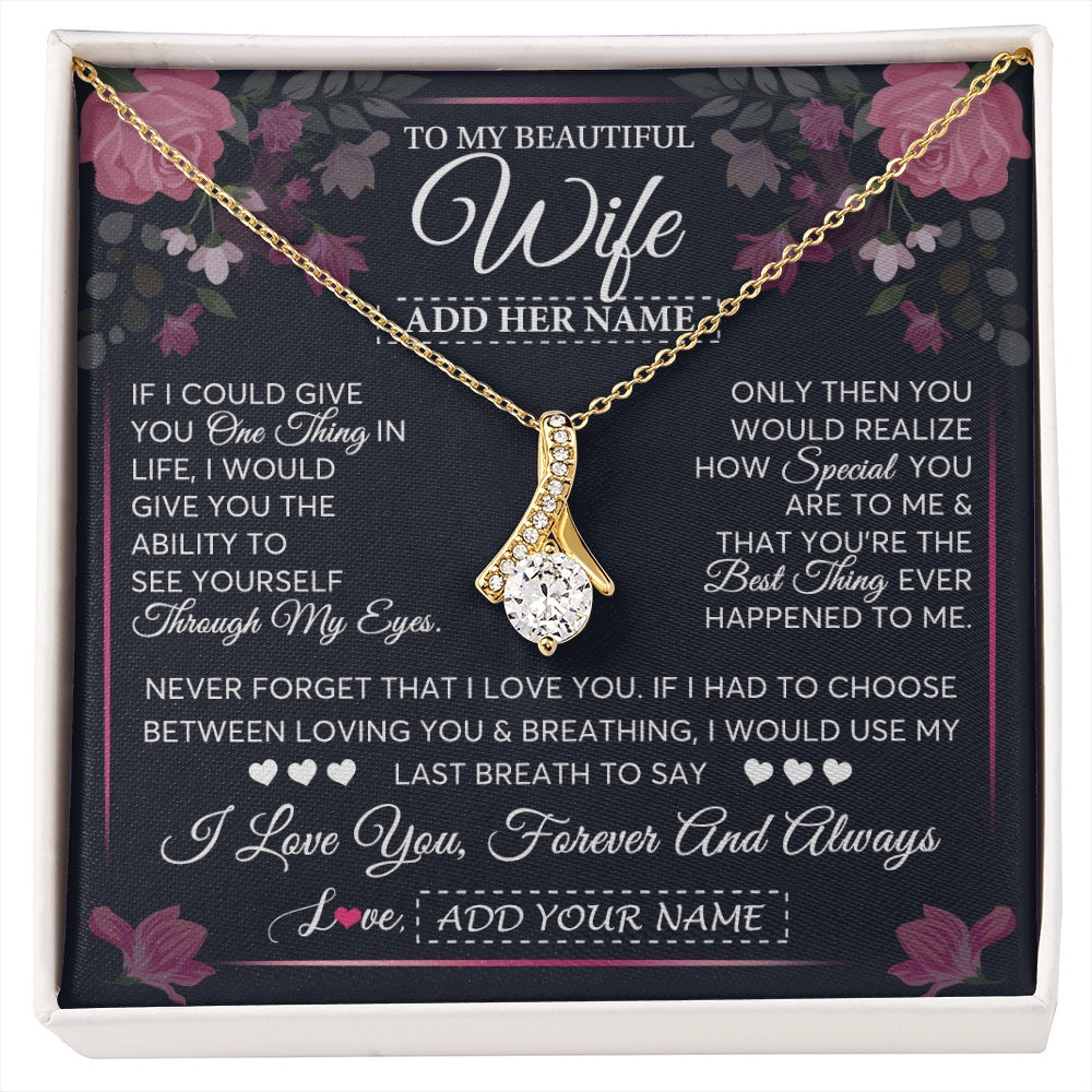 Alluring Beauty Necklace 18K Yellow Gold Finish | 1 | Personalized To My Beautiful Wife Necklace From Husband I Love You Wife Gifts Romantic Valentines Birthday For Her Christmas Custom Gift Box Message Card | siriusteestore.myshopify