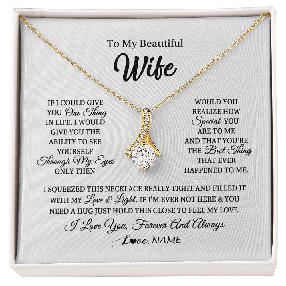 Alluring Beauty Necklace 18K Yellow Gold Finish | 1 | Personalized To My Beautiful Wife Necklace From Husband If I Could Give You Wife Birthday Anniversary Wedding Day Christmas Customized Gift Box Message Card | siriusteestore