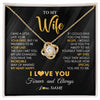 Love Knot Necklace 18K Yellow Gold Finish | 1 | Personalized To My Beautiful Wife Necklace From Husband Jewelry Forever Love Wife Birthday Gifts Anniversary Wedding Valentines Day Gift Box Message Card | siriusteestore