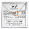 Interlocking Hearts Necklace Stainless Steel & Rose Gold Finish | 1 | Personalized To My Beautiful Wife Necklace From Husband Love You Like I Do Promise Wife Romantic Birthday Anniversary For Her Christmas Gift Box Message Card | siriusteestore