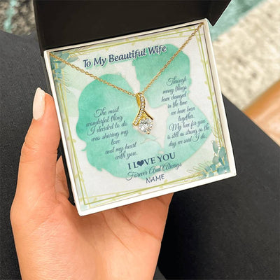 Alluring Beauty Necklace 18K Yellow Gold Finish | 2 | Personalized To My Beautiful Wife Necklace From Husband My Heart With You Wife Valentines Wedding Day Birthday Christmas Customized Gift Box Message Card | siriusteestore