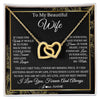 Interlocking Hearts Necklace 18K Yellow Gold Finish | Personalized To My Beautiful Wife Necklace From Husband Romantic Gifts Wife Birthday Anniversary Jewelry Valentines Christmas Customized Gift Box Message Card | siriusteestore