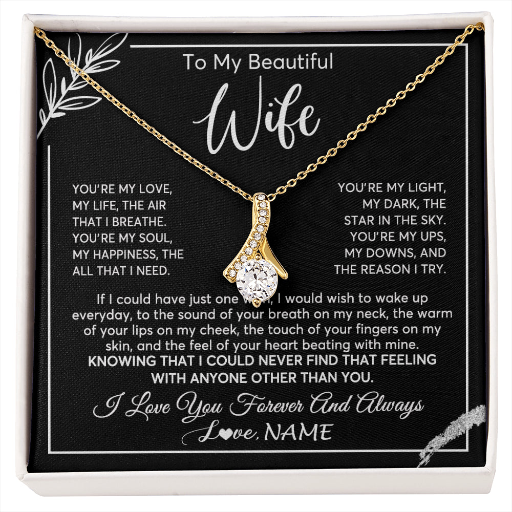 Alluring Beauty Necklace 18K Yellow Gold Finish | 1 | Personalized To My Beautiful Wife Necklace From Husband You're My Love Wife Birthday Anniversary Valentines Day Christmas Customized Gift Box Message Card | siriusteestore