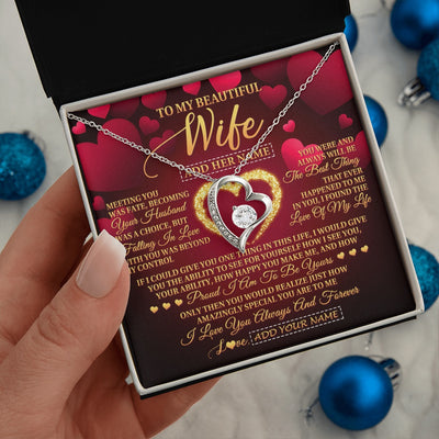 Forever Love Necklace 14K White Gold Finish | 2 | Personalized To My Beautiful Wife Necklace Gift From Husband Heartfelt Wedding Anniversary Valentines Day Wife Gifts Christmas Custom Gift Box Message Card | siriusteestore.myshopify