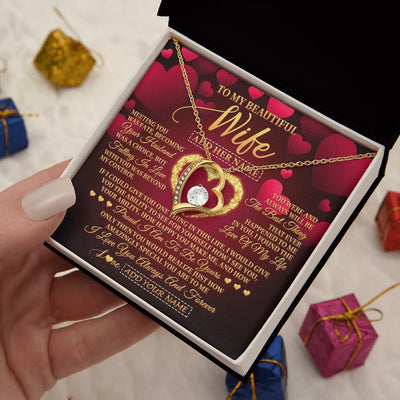 Forever Love Necklace 18K Yellow Gold Finish | 2 | Personalized To My Beautiful Wife Necklace Gift From Husband Heartfelt Wedding Anniversary Valentines Day Wife Gifts Christmas Custom Gift Box Message Card | siriusteestore.myshopify