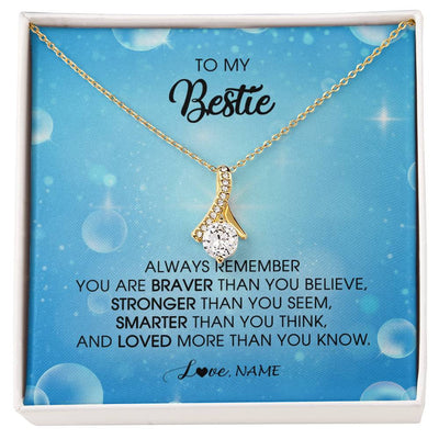 Alluring Beauty Necklace 18K Yellow Gold Finish | Personalized To My Bestie Necklace From Friend Sister Always Remember You Are Braver Best Friend Jewelry Birthday Graduation Christmas Customized Message Card | siriusteestore