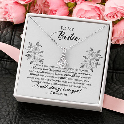 Alluring Beauty Necklace 14K White Gold Finish | Personalized To My Bestie Necklace From Friend Sister Not Even Time Floral Bestie Best Friends Birthday Graduation Christmas Customized Message Card | siriusteestore