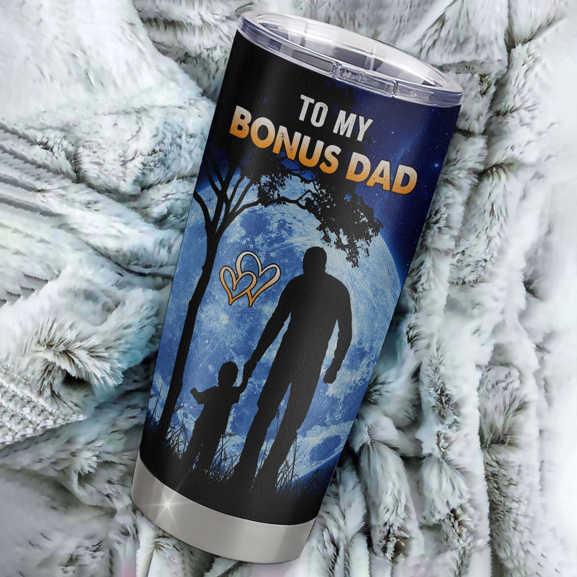 Personalized To My Bonus Dad Tumbler From Step Daughter Son Stainless Steel Cup Thank You Grateful Love Stepdad Birthday Gifts Fathers Day Christmas Custom Travel Mug | siriusteestore