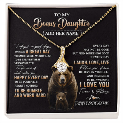 Alluring Beauty Necklace 18K Yellow Gold Finish | 1 | Personalized To My Bonus Daughter Bear Necklace From Stepmom Every Day Laugh Love Live Stepdaughter Birthday Gifts Christmas Custom Gift Box Message Card | https://siriusteestore.